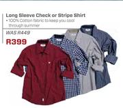 Canvas & Co Long Sleeve Check Or Stripe Shirt