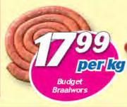 Budget Braaiwors-Per Kg