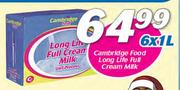 Cambridge Food Long Life Full Cream Milk-6 x 1Ltr