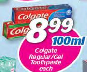 Colgate Regular/Gel Toothpaste-100ml Each