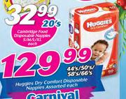 Huggies Dry Comfort Disposable Nappies Assorted-44's/50's/58's/66's Each