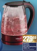 Mellerware 1.7Ltr 2200W Glass Kettle Blue/Red(Lighting Ring)