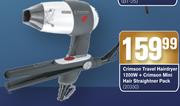 Crimson Travel Haridryer 1200W+ Crimson Mini Hair Straightner Pack