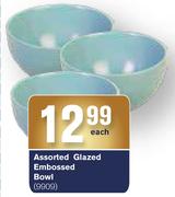 Assorted Glazed Embossed Bowl-Each
