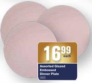 Assorted Glazed Embossed Dinner Plate-Each