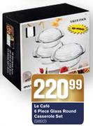 Le Cafe 6 Piece Glass Round Casserole Set