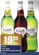 Ceres Fruit Juice Red/White Grape/Apple-750ml Each