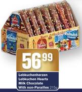 Lebkuchenherzen Lebkuchen Hearts Milk Chocolate With Non-Parailles-215g