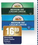 Simonsberg Cream Cheese Portions 6's-100g