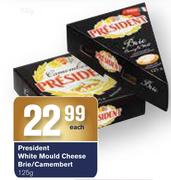 President White Mould Cheese Brie/Camembert-125g Each