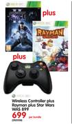 XBOX 360 Wireless Controller Plus Rayman Plus Star Wars-Per Bundle
