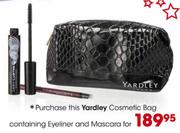 Yardley Cosmetic Bag containing Eyeliner and Mascara