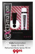 Coty Exclamation Spray 10ml & Perfumed Body Spray 90ml