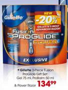 Gillette 3-Piece Fusion ProGlide Gift Set: Gel 75ml, ProBalm 50ml & Power Razor