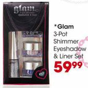 Glam 3-Pot Shimmer Eyeshadow & Liner Set