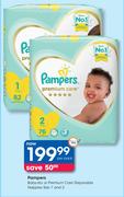 Pampers Baby Dry Or Premium Care Disposable Nappies Size 1 And 2-Per Pack