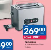 Kambrook 2 Slice Stainless Steel Toaster-Each