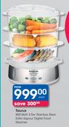 Taurus 800 Watt 3 Tier Stainless Steel Estilo Vapour Digital Food Steamer-Each