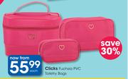 Clicks Fuchsia PVC Toiletry Bags-Each