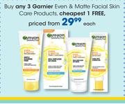 Garnier Even & Matte Facial Skin Care Products-Each