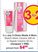 Clicks Made 4 Mom Stretch Mark Creams 200ml Or Nipple Creams 50ml-Each