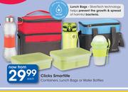 Clicks Smartlife Containers, Lunch Bags Or Water Bottles-Each