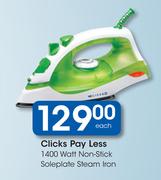 Clicks Pay Less 1400 Watt (Non Stick Soleplate) Steam Iron