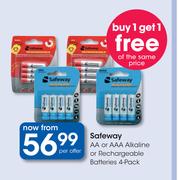 Safeway AA Or AAA Alkaline Or Rechargeable Batteries (4's Pack)-Per Offer