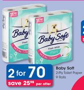 Baby Soft 2 Ply Toilet Paper-For 2 x 9's Pack Per Offer