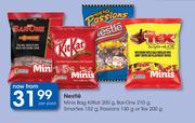 Nestle Minis Bag Kitkat 200g, Bar-One 210g, Smarties 152g, Passions 130g Or Tex 200g-Per Pack
