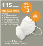FFP2 Face Mask 5 Pack-Per Pack