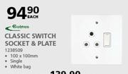 Crabtree Classic Switch Socket & Plate (Single) 100 x 100mm