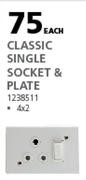 Eurolux Classic Single Socket & Plate 4 x 2