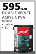 Plascon 5L Double Velvet Acrylic PVA White-Each