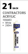 Alcolin Contractors Acrylic White-260ml Each