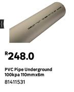 PVC Pipe Underground 100 Kpa 110mm x 6m 81411531