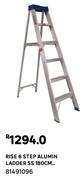 Rise 6 Step Aluminium Ladder SS 180cm 81491096