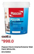 Plascon Polvin Interior/Exterior Wall Paint White 81416993-20L