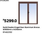 IBuild Double Hinged Aluminium Door Bronze W1800mm x H2100mm 81462292