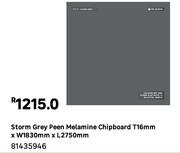 Storm Grey Melamine Chipbaord T16mm X W1830mm X L2750mm 81435946