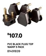 PVC Black Plug Top 16AMP (5 Pack) 81491839