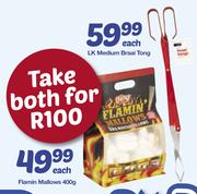 Flamin Mallows 400g + Lk Medium Braai Tong-Bor Both