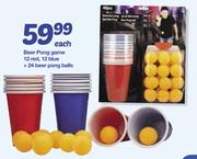 Beer Pong Game 12 Red, 12 Blue + 24 Beer Pong Balls-Each