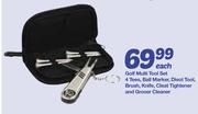 Golf Multi Tool Set 4 Tees, Ball Marker, Divot Tool, Brush, Knife, Cleat Tightener & Grover Cleaner-