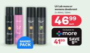 L.A.Lab Mens Or Womens Deodorant-2 x 90ml/120ml Each