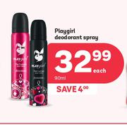Playgirl Deodorant Spray-90ml Each