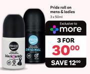 Pride Roll On Mens & Ladies-3 x 50ml