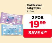  Cuddlesome Baby Wipes-For 2 x 24's Pack