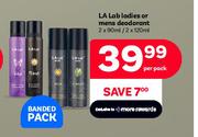 La Lab Ladies Or Mens Deodorants-2 x 90ml/2 x 120ml