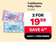 Cuddlesome Baby Wipes-2 x 24's